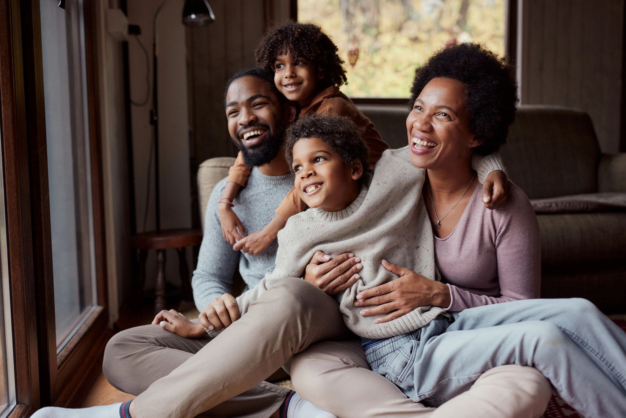 Smiling family portrait