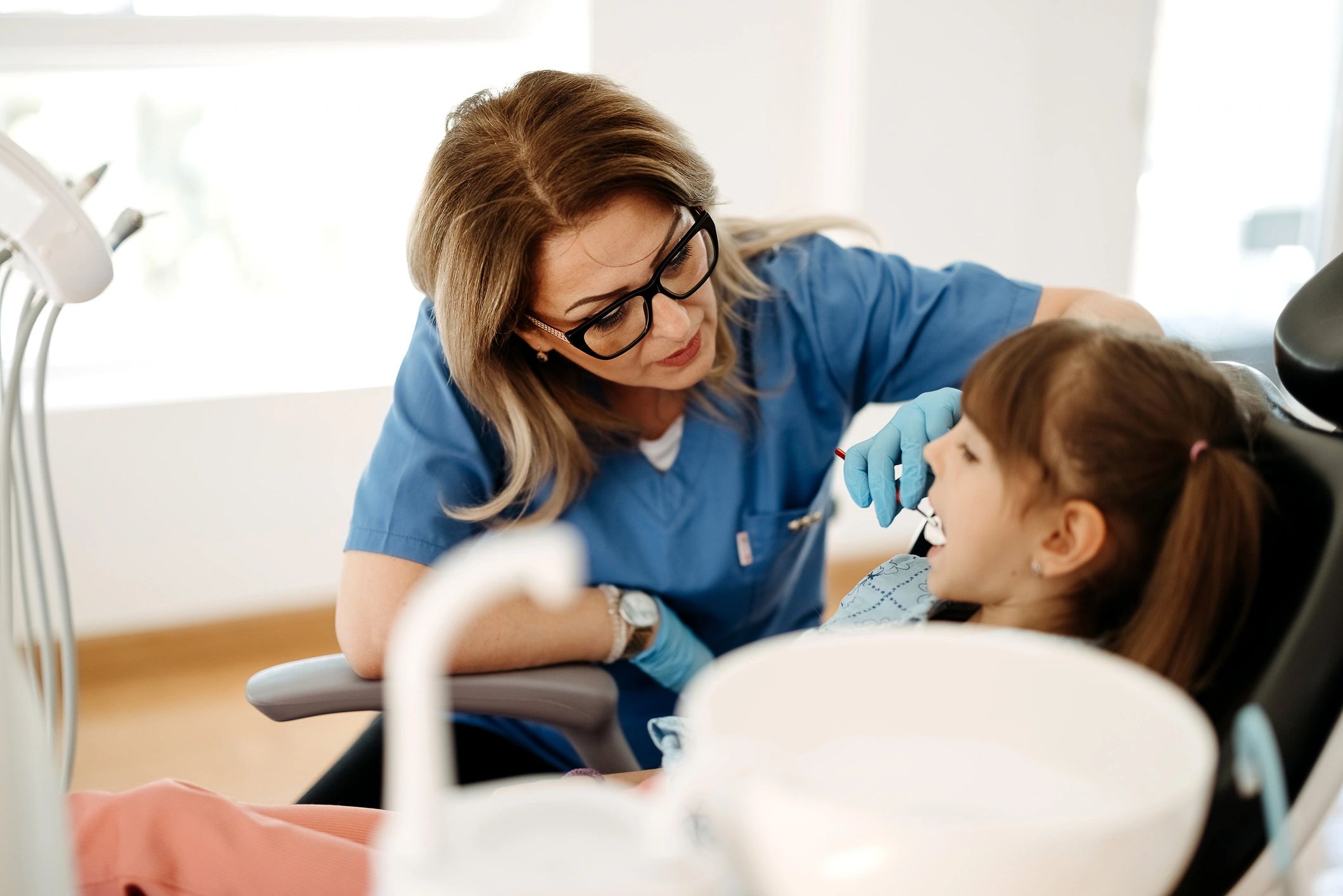 Smiling patient at a dental visit
